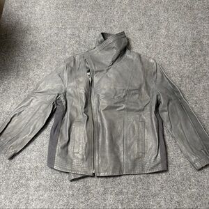 Hurley Avery women's size S grey leather jacket 3/4 sleeve full zip  NWT